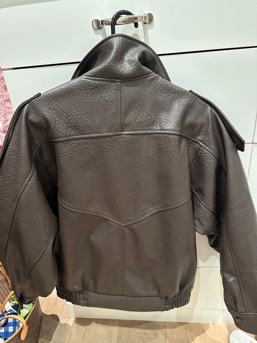 Zara faux brown leather pleather jacket S NWOT - Picture 10 of 15